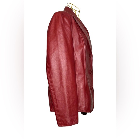 East 5th Genuine Leather 3-Button Jacket with Pockets in Cherrywood, Size Large - Picture 5 of 14